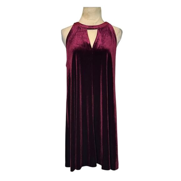 Cynthia Rowley Burgundy Velvet Sleeveless Trapeze Dress Size Medium - Picture 1 of 16